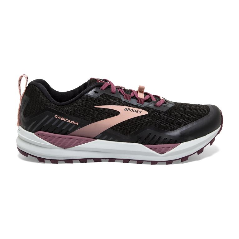 Brooks Cascadia 15 Womens Trail Running Shoes - Black/Ebony/grey Charcoal/Coral Cloud - Indonesia (N